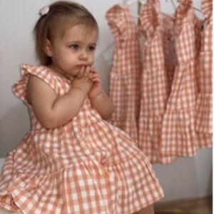 Sigrid Olsen Kids Peach and White Gingham Dress